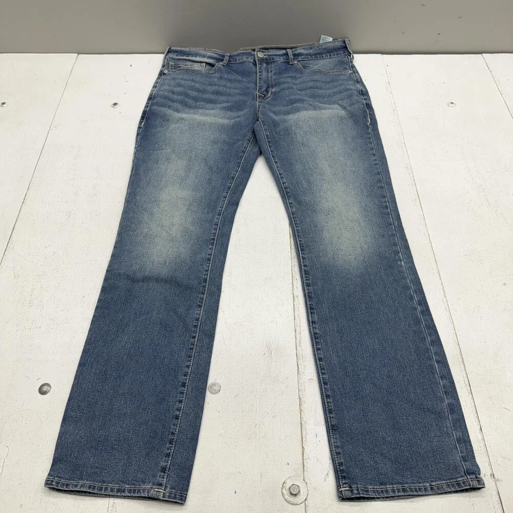 True Religion Ricky Relaxed Straight Jeans Mens 38x34 Medium Wash Denim Pants